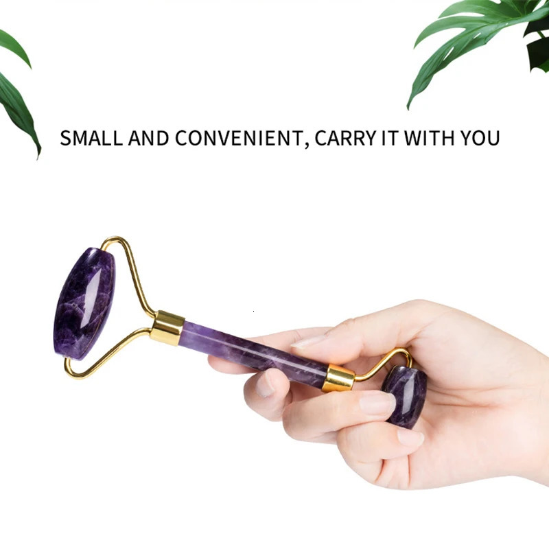 Natural Stone Amethyst Jade Roller Gua Sha Massager For - Acupuncture Beauty Skin Care Gouache Scraper Set 250716