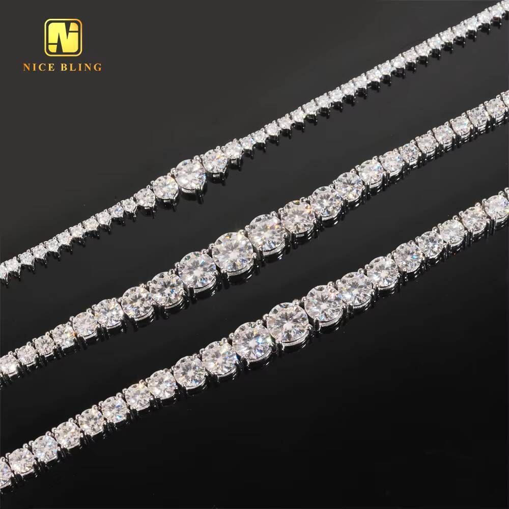 GRA Certificate 2mm 3mm 4mm VVS Moissanite Tennis Chain 925 Silver Hip Hop Jewelry Bracelet Necklace Iced Out Diamond Link Chain