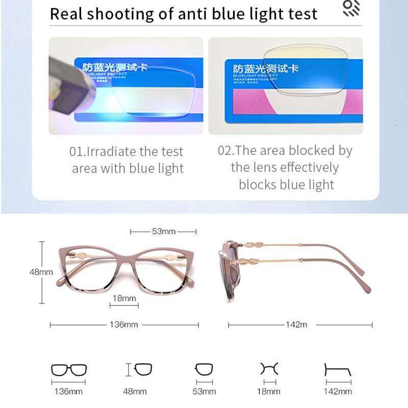Magnetic Polarized Sunglasses Women Fashion Cat Eye 2 In 1 Clip On Ladies Anti Blue Light Glasses Frames TR90 Metal Eyewear
