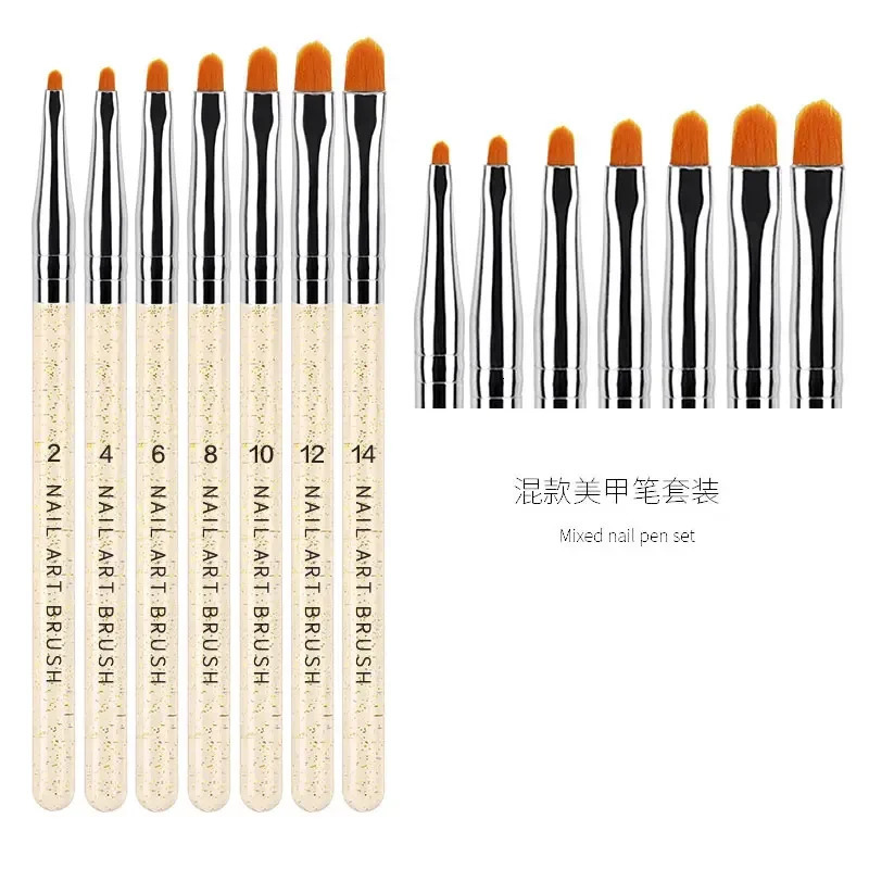 7Pcs/Set Nylon Hair UV Gel Acrylic Nail Art Builder Brush Pen Drawing Pens For Nail n Nail Supplies For Professionals 250716