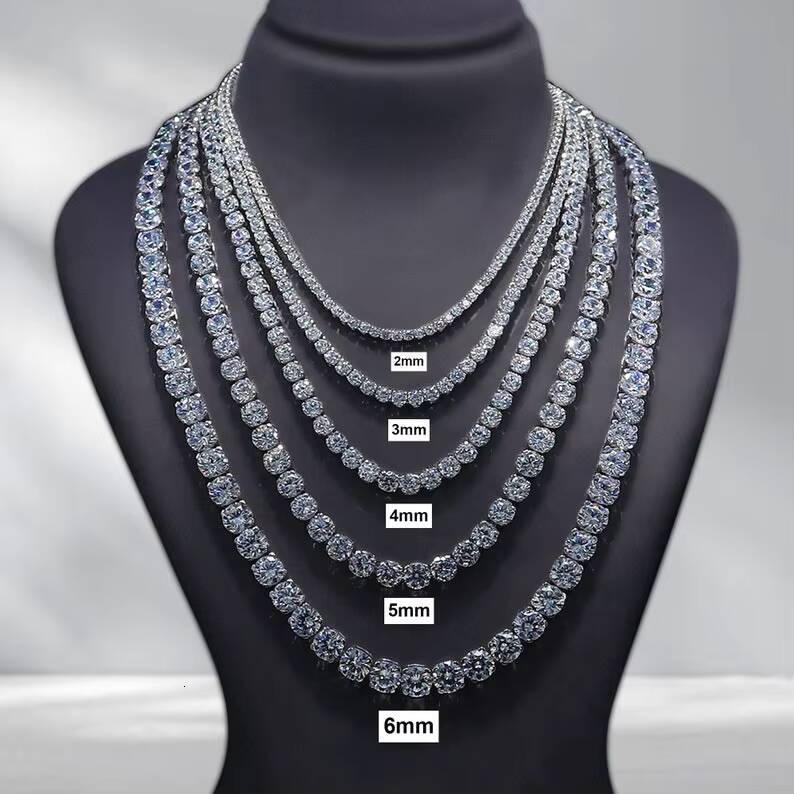 Hiphop Tennis Chain 10K Solid Gold 3mm/4mm/5mm Hand Setting VVS Moissanite Tennis Chain