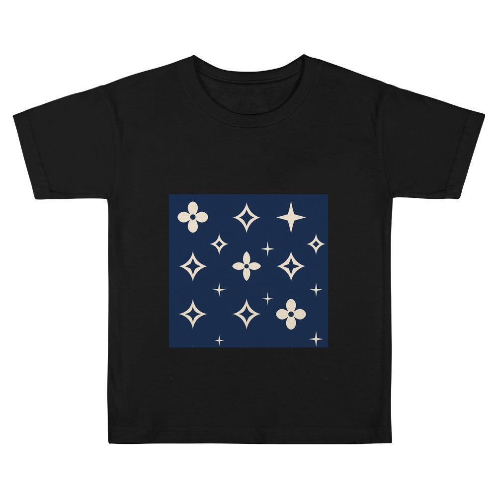 ddmywed Boy and girl Children's T-shirt T-shirt with white stars on the front and a blue background