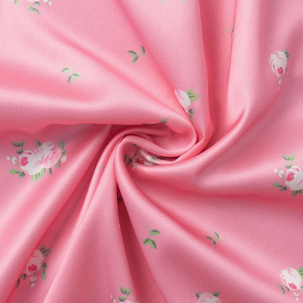 Satin Print And Summer Bubble Hem Vest Long Skirt Set For Women B5
