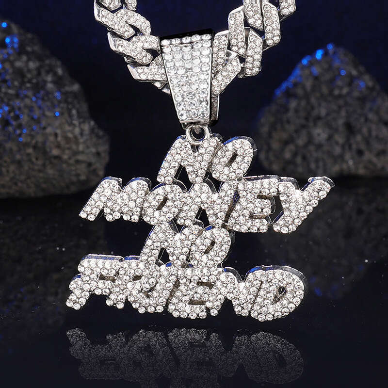 Hot-Selling Alloy Hip-Hop Style Trendy Brand Light Personality Creative Rhinestone Cuban Chain Necklace