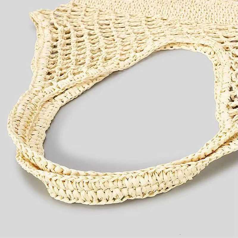 Summer beach straw woven shoulder bag womens fashionable hollow woven handbag portable large capacity casual tote bag Z250717