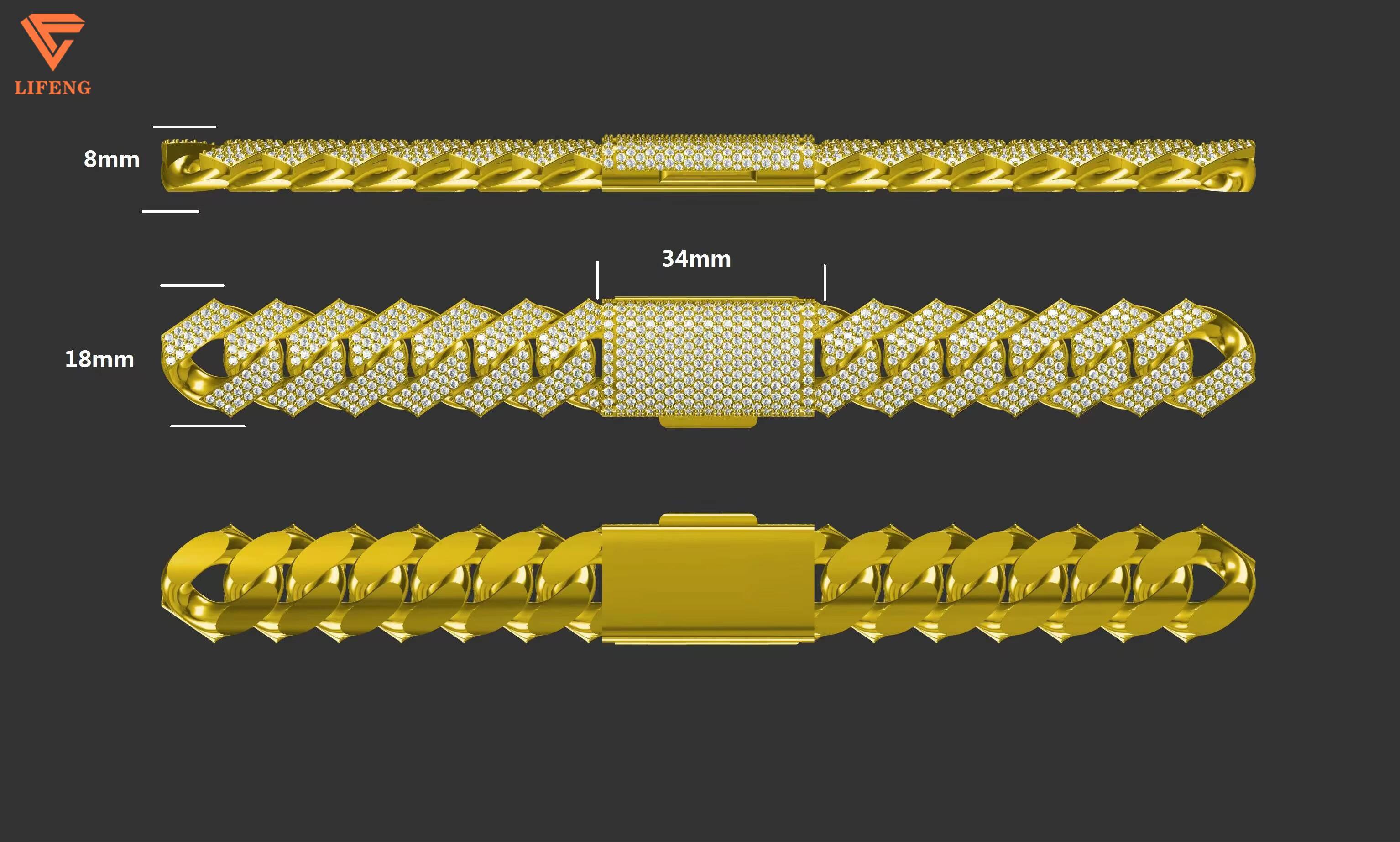 High Quality 18mm Moissanite Necklace for Men VVS White Gold Plated Miami Cuban Link Chain Hip-hop Style