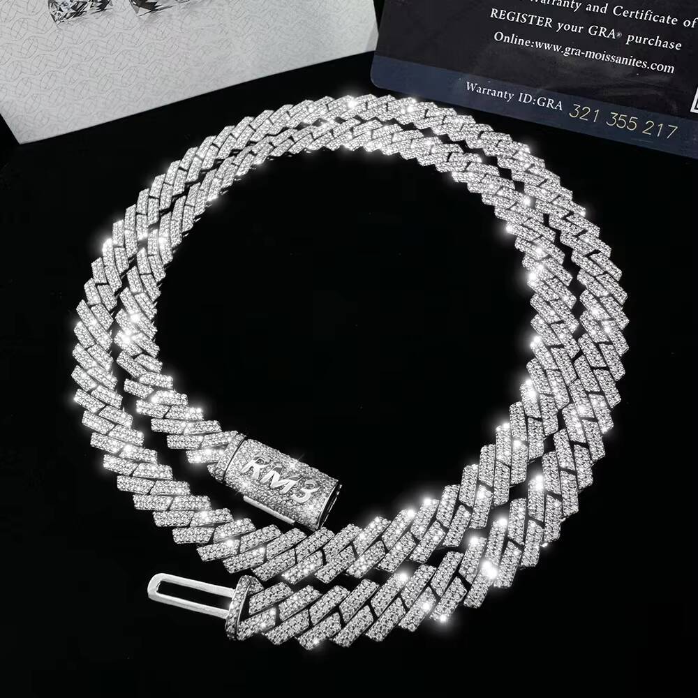 High Quality10K 14K 18K Gold Plated Cuban Chains Hollow Hip Hop Moissanite Clasp Men 6mm-15mm Wide Cuban Link Chain Necklace