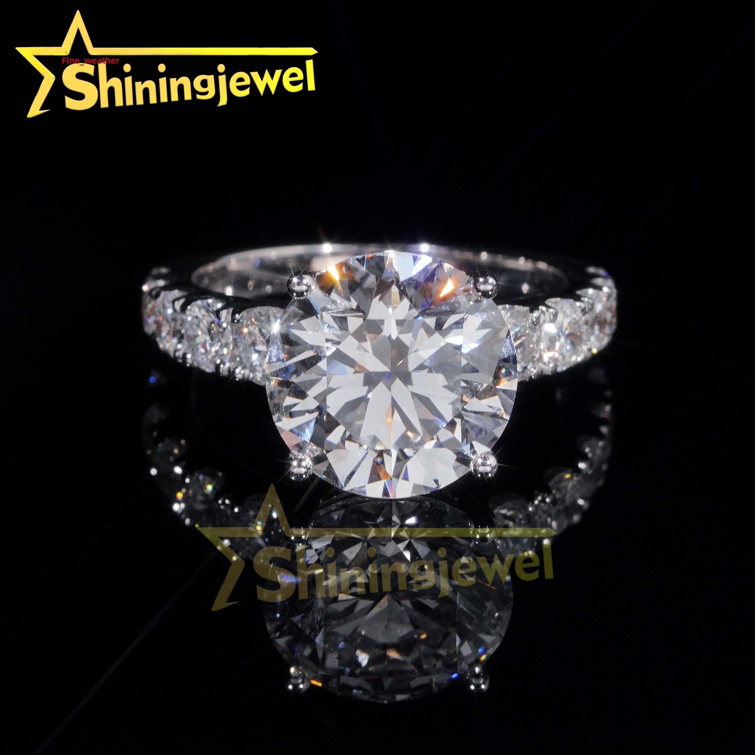 Customized 5carats Lab Diamonds10K 14K 18K Solid Gold GRA Moissanite Pass Diamond Tester Pave Band Wedding Rings Fine Jewelry