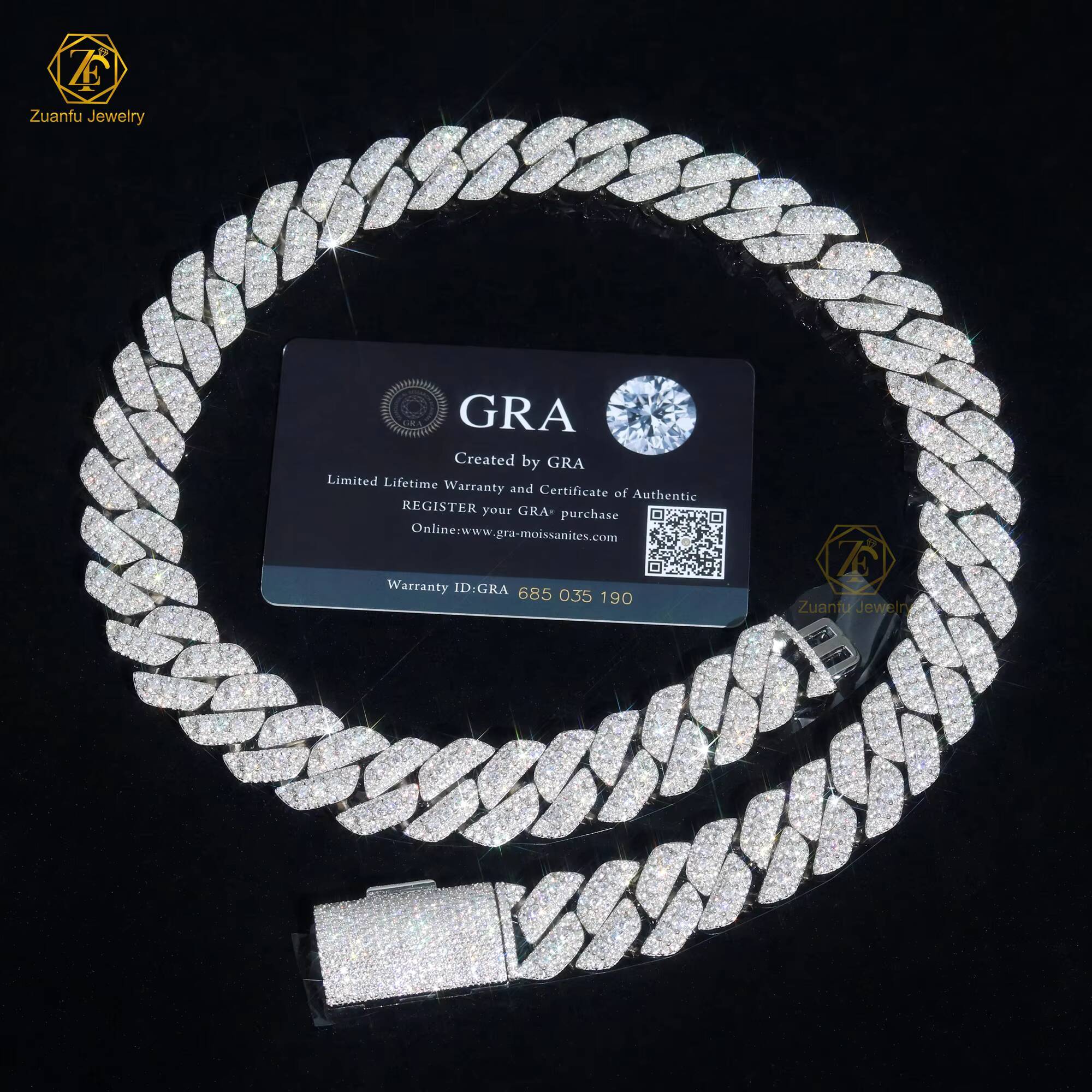 Mens Hip Hop Jewelry Mossanite Necklace Cuban Link 925 Sterling Silver Moissanite Iced Chain 18mm Cuban Link Chain Mossanite
