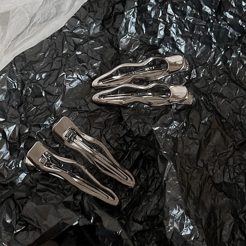 Vintage Minimalist Alloy Wave Shape Hair Clip Korean Fashion Silver Color Irregular Hair Pin Hair Accessories For Women Jewelry 250716