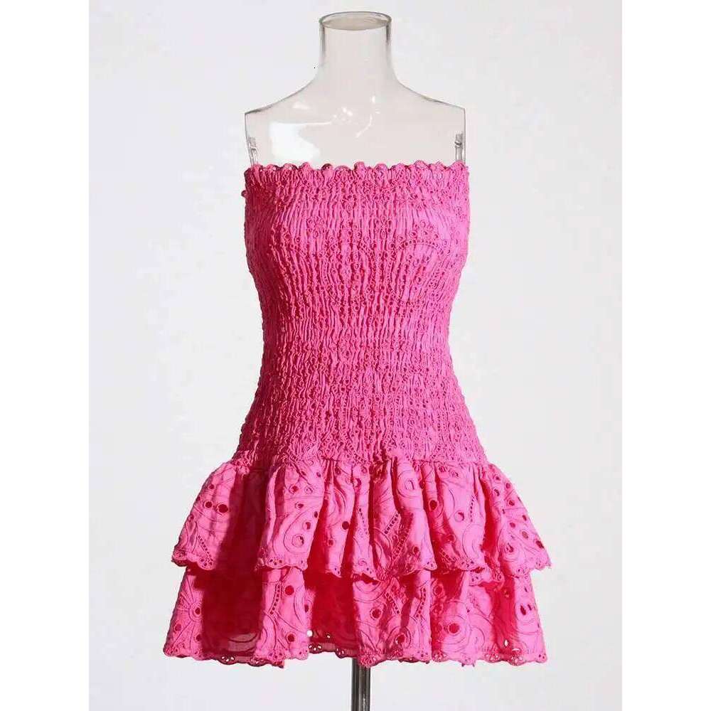 Summer Holiday Sexy Mini Layered Ruffles Cake Dresses Women Halter Clothing Stretchy Short Vestidos Party Prom Robe