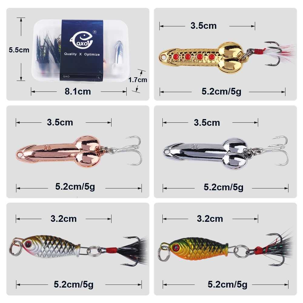 QXO 5pcs/box Fishing Hard Lure Spoon Jig Metal Winter Jigging Ice Spinners Goods For Fishing With Box Streamer Sea Fish Spoon Z250717