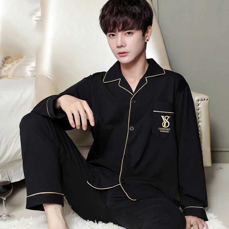 Cotton Men Pajamas Set of Autumn Winter Long-Sleeved Cardigan Plus Size Men Models of Home Clothing Plaid Sleepwear 2PCS/Set W250717