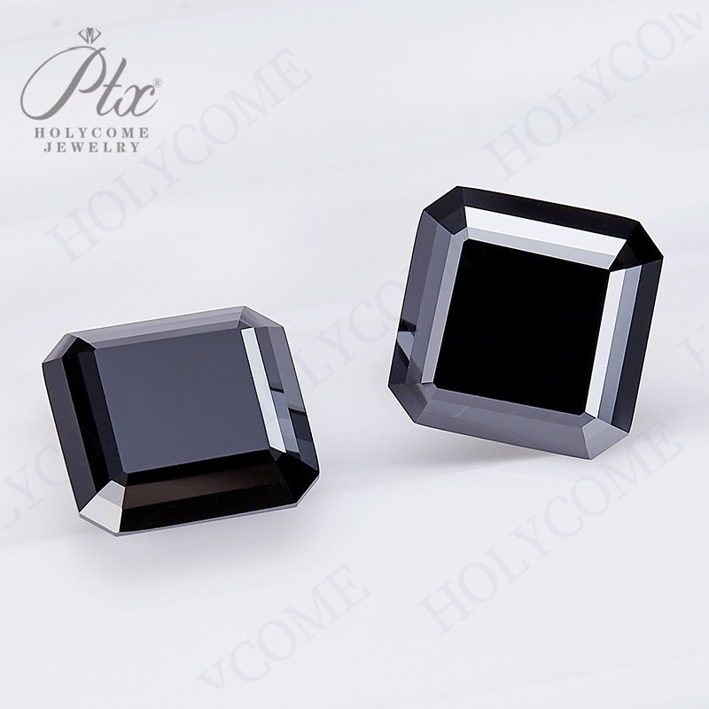 High Quality Asscher Cut 6x6mm~12x12mm 1ct to 10ct Moissanite Diamond Making Jewelry Black Lab Created Moissanite Gemstone with GRA Certificate