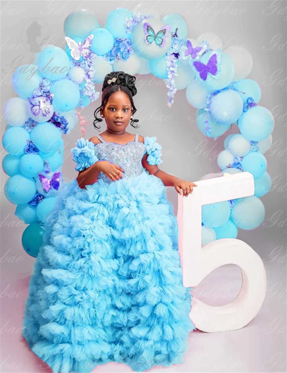 Customized RufflesThin Flower Girl Princess Dress Bow Pink Crystals Rhinestones Beads Pageant Thin Shoulder Strap Cute Birthday Z250716