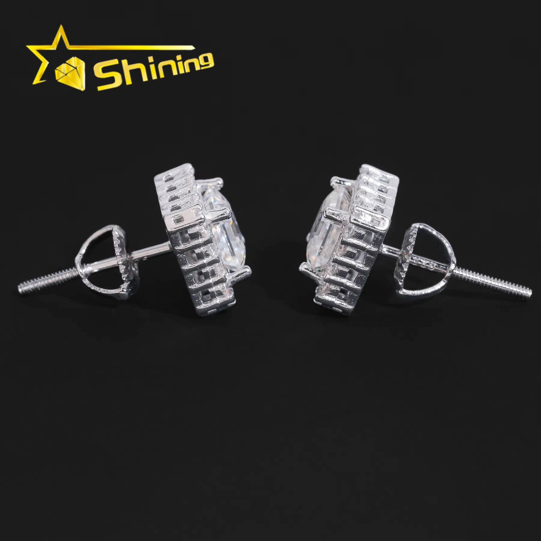 New Style GRA Certified Pass Diamond Tester VVS Diamond Earrings Silver 925 Hip Hop Moissanite Stud Earrings