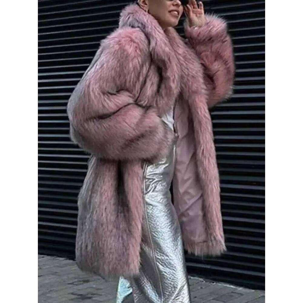 UCXQ Fashion Tide Faux Fur Coat European Style Hooded Loose All Match Warm Cardigan Top Jacket Women 2025 Autumn Winter 23C2833