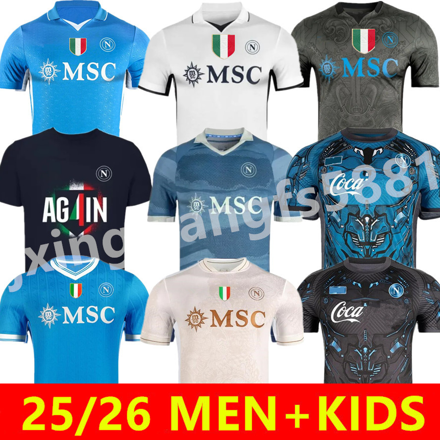 23 24 25 26 DE BRUYNE Napoli Soccer Jerseys Maglietta OSIMHEN KVARATSKHELIA 2025 2026 Naples Di Lorenzo LUKAKU MERTENS McTOMINAY MILIK Men Kids kit Football Shirts