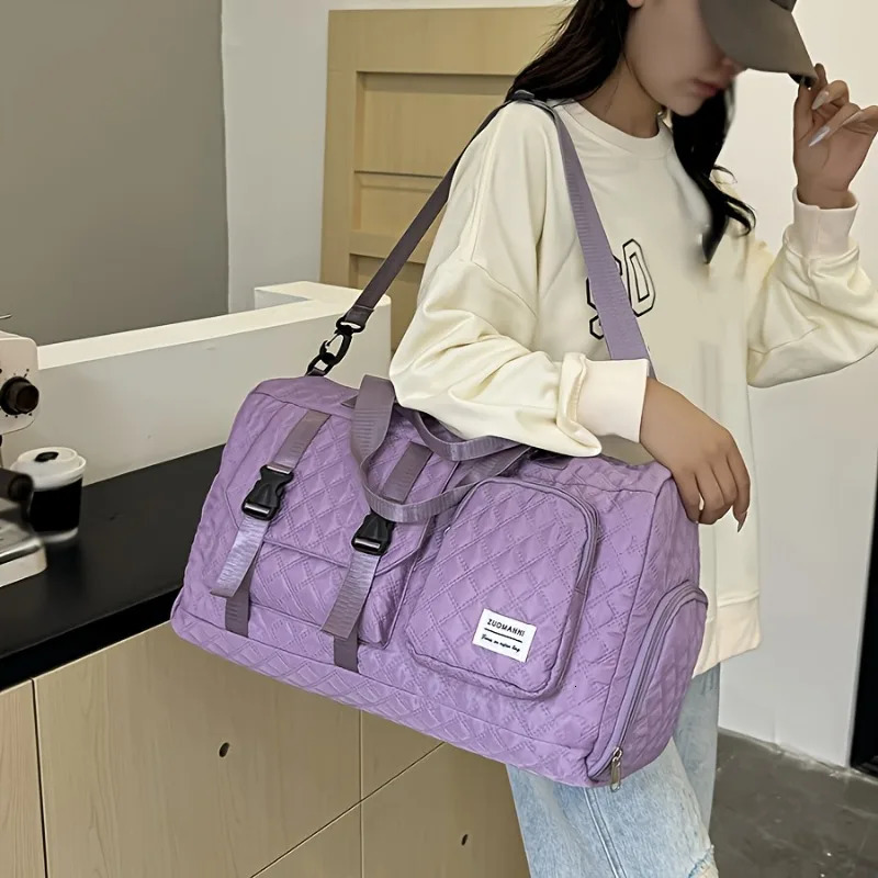 Large Capacity Durable Casual Nylon Argyle Travel Duffle Bag Spacious Portable Sports Gym Bag for Overnight Trips 250714