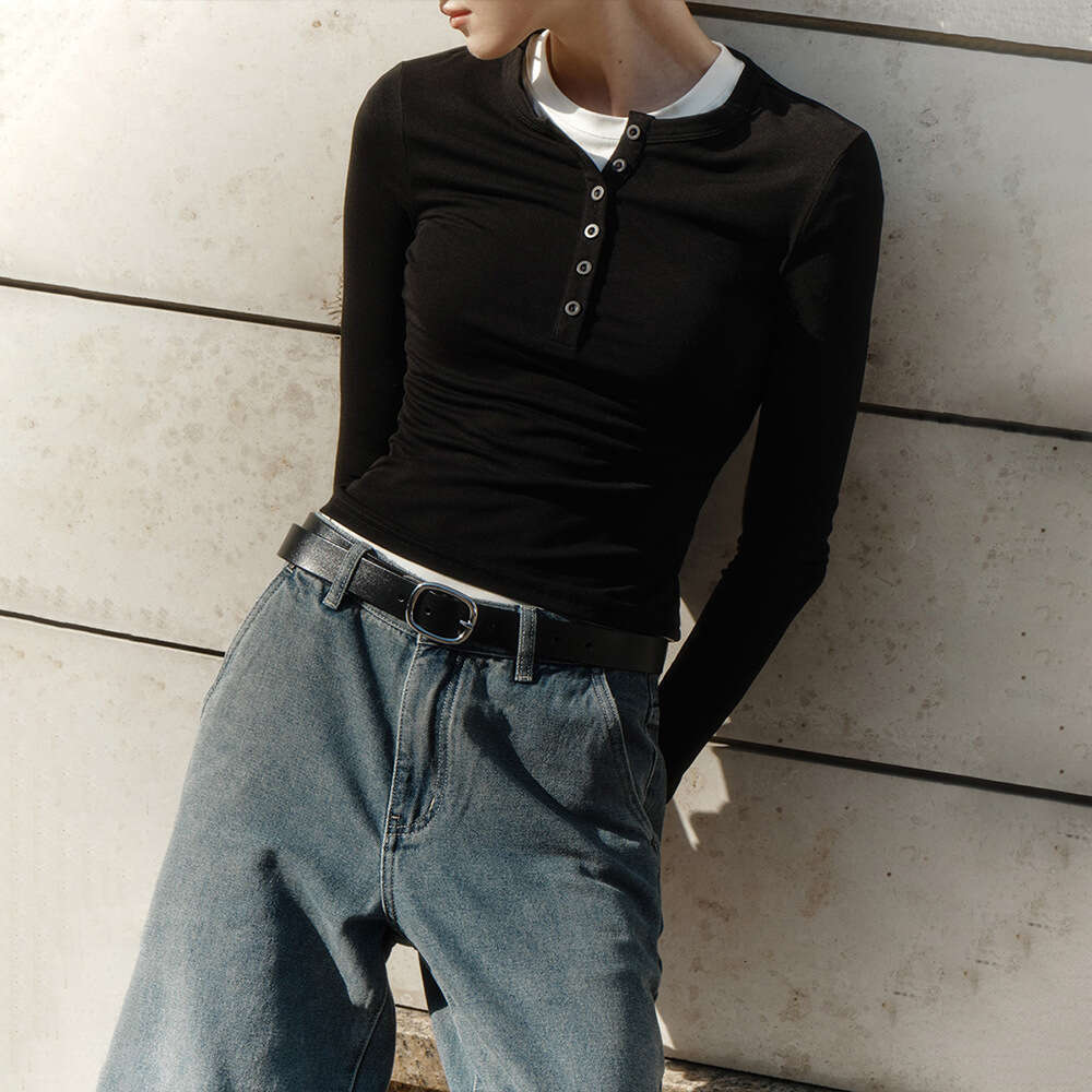 Solid Color For Women Winter New Versatile Casual Slim Fit Round Neck Long Sleeve T-Shirt B5