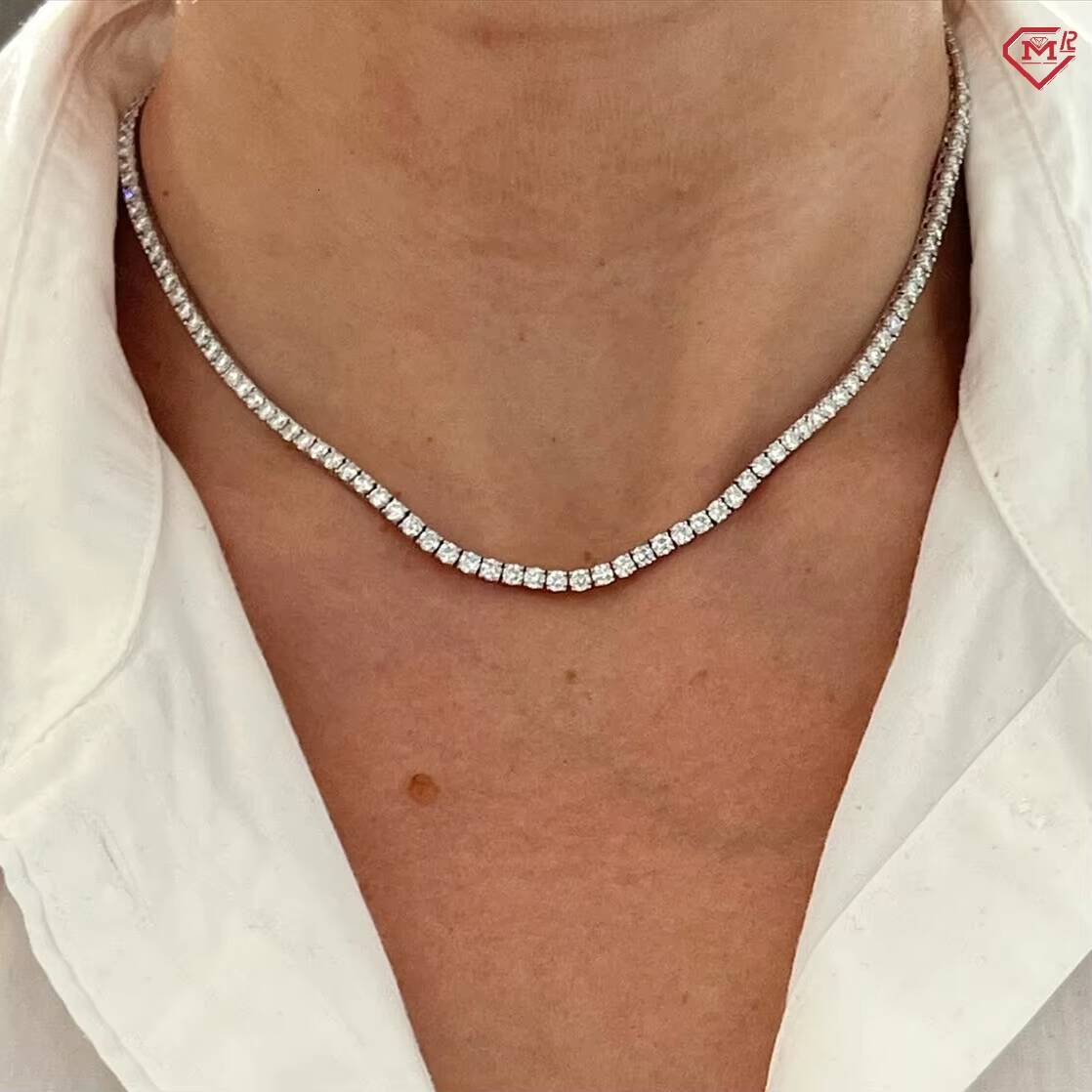Factory Moissanite Chain 3mm Iced Out D Color Vvs 925 Sterling Silver White Gold Plated Moissanite Tennis Chain for Men Women