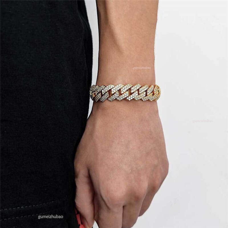 punk charm mens bracelet designer cuban link chain gold bracelets man 10mm copper white AAA zirconia sier dia chains bangle hip hop jewelry 7-8inch