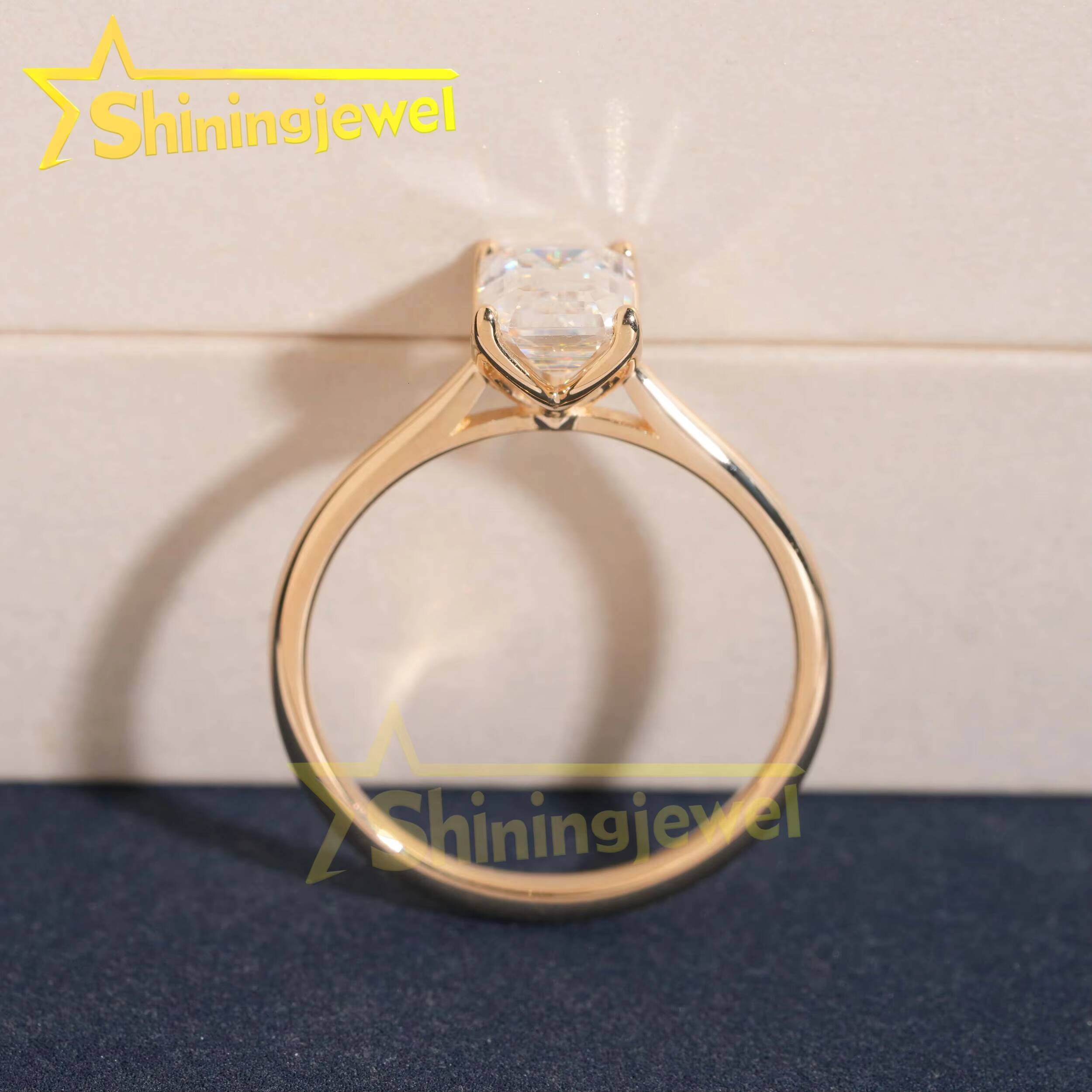 Customized Emerald Lab Diamonds10K 14K 18K Solid Gold GRA Moissanite Pass Diamond Tester Plain Band Wedding Rings Fine Jewelry