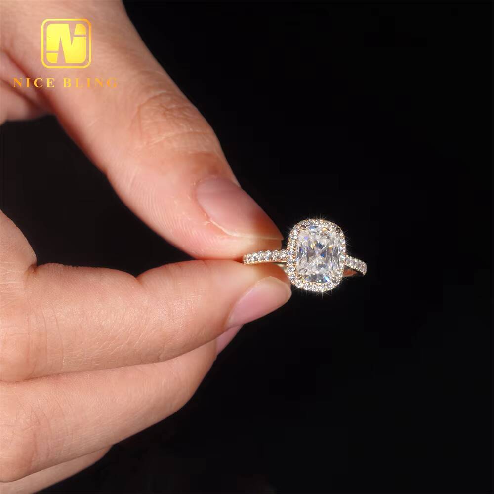Diamond Wedding Rings Women VVS Moissanite 14K Gold Cushion Cut Ring Moissanite Engagement Ring for Men Women
