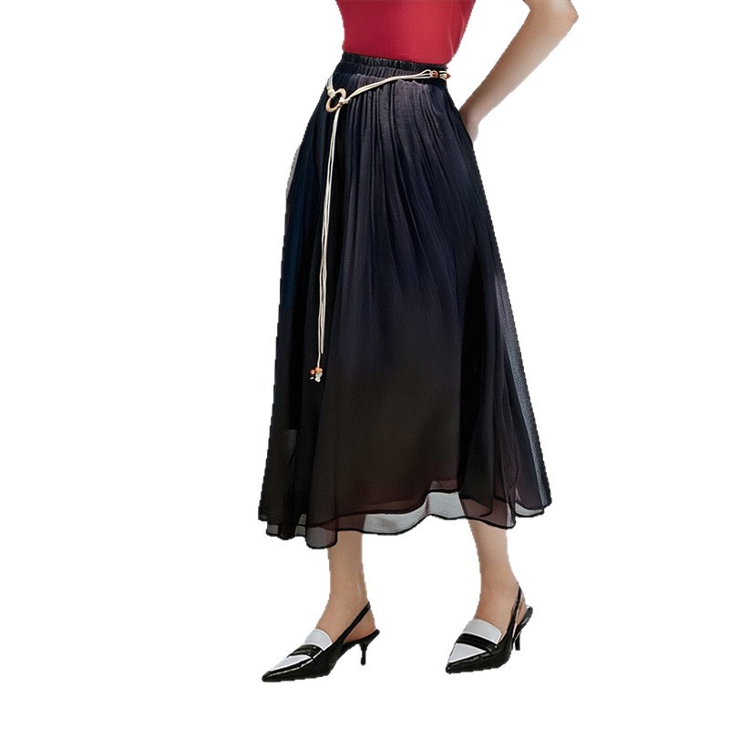L3055 Skirt Spring Women's Skirt A-line Skirt High-end Pleated Skirt Medium-length Drape College Style
