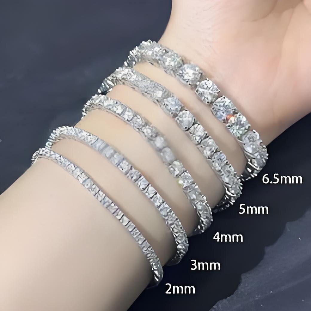 4mm 5mm VVS Moissanite Tennis Chain 7-24 inch Women's and Men's Bracelet Necklace Free shipping