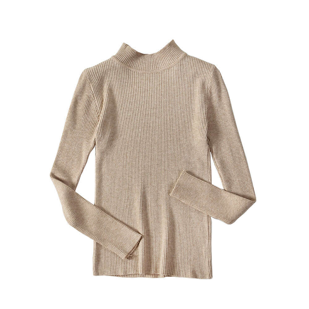 Solid Color Half Turtleneck Sweater Autumn Winter Women ( Colors) Slim Fit Knitted Base Shirt B5