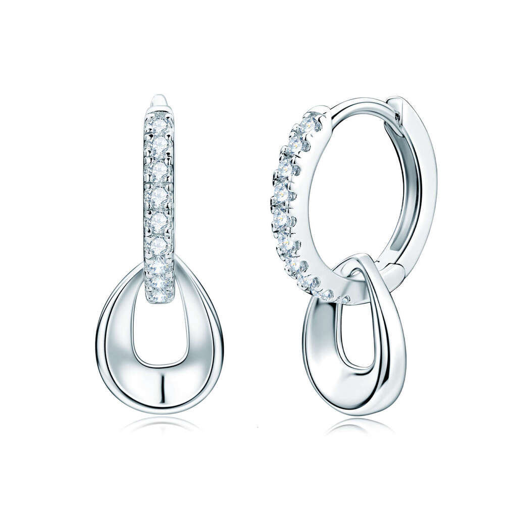 Korean Style Dongdaemun Fashion Double Hoop Moissanite Light Earrings For Women S Pure Sier Ear Jewelry 725