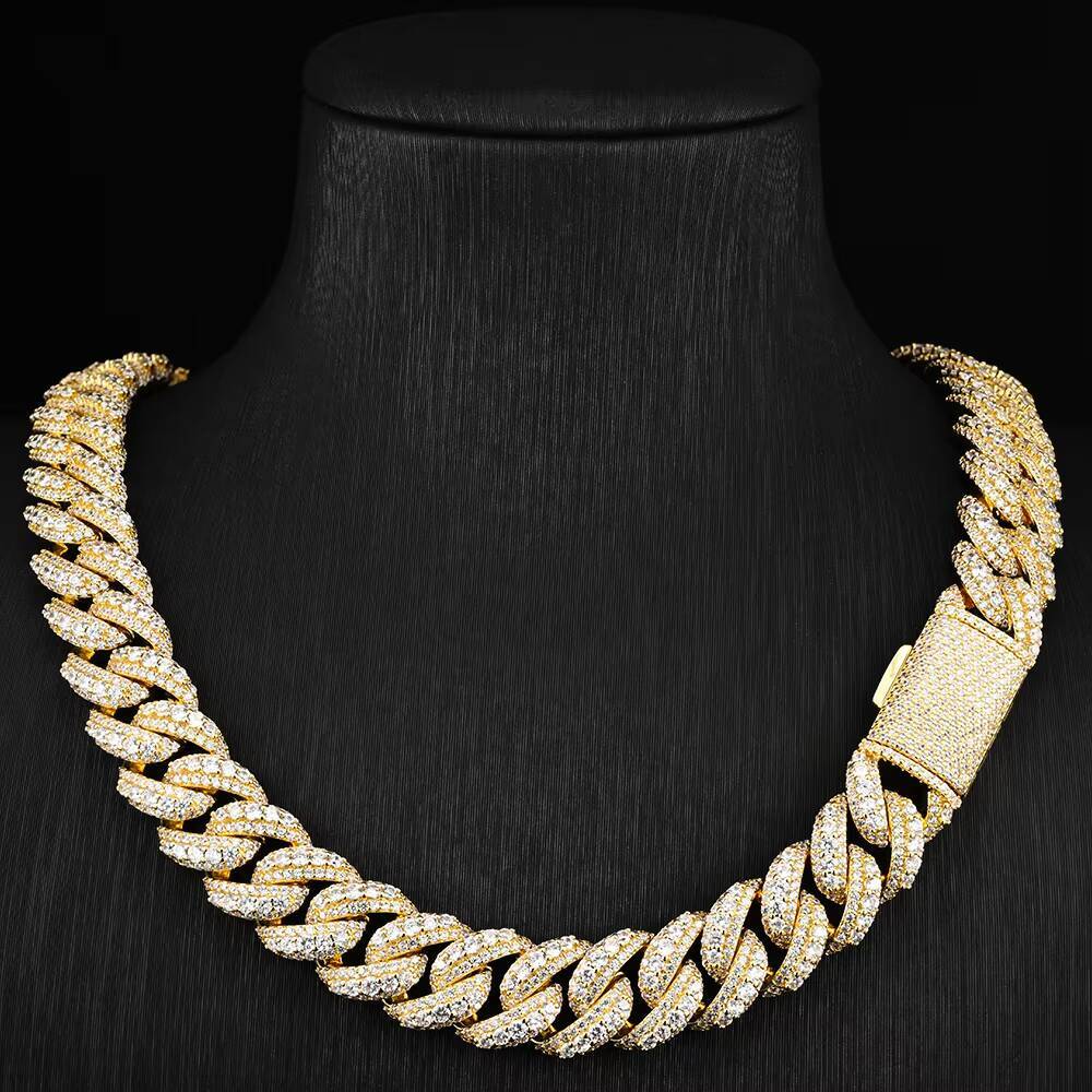 JWY Fully Iced Out 14mm Cuban Chain VVS Moissanite Hip Hop Jewelry for Rappers New Style Necklace
