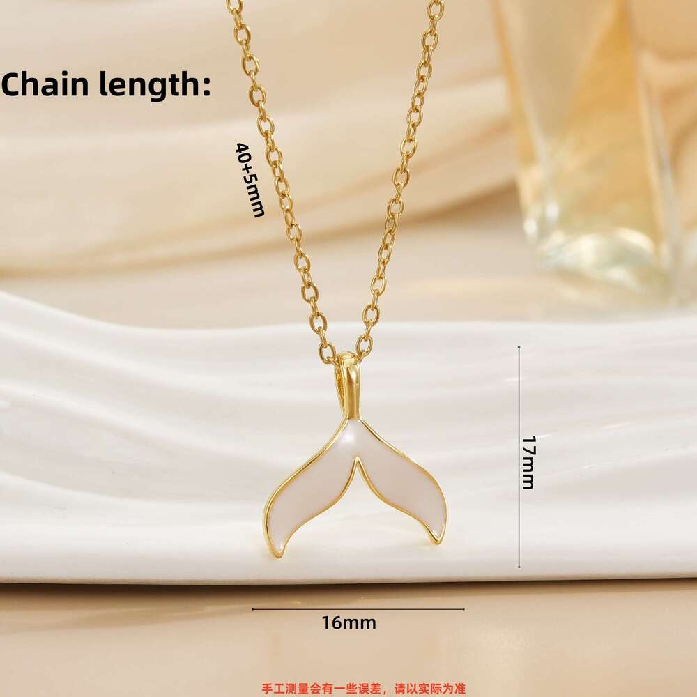 Oil Drip Fish Tail Necklace For Women, Collarbone Chain, Niche Design, Simple And Elegant Jewelry Accessory Fed