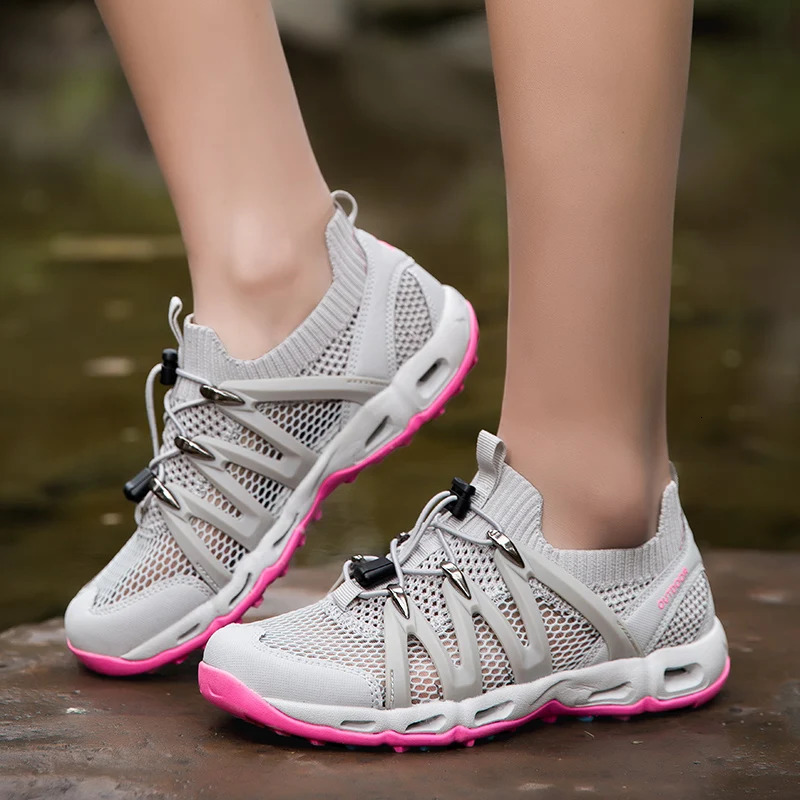 HKDQ Mesh Outdoor Sneakers Men Big Size Summer Breathable Hiking Shoes Couple Non Slip Wading Women Sports Shoes 250624