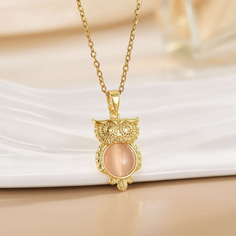 INS Style Crystal Owl Pendant Necklace For Women, Niche Light Personality Clavicle Chain Jewelry C9b