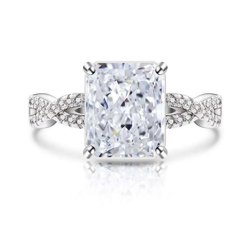 Colored Diamond Ice Flower Cut High Carbon Zircon Ring Paraiba Live Streaming 769