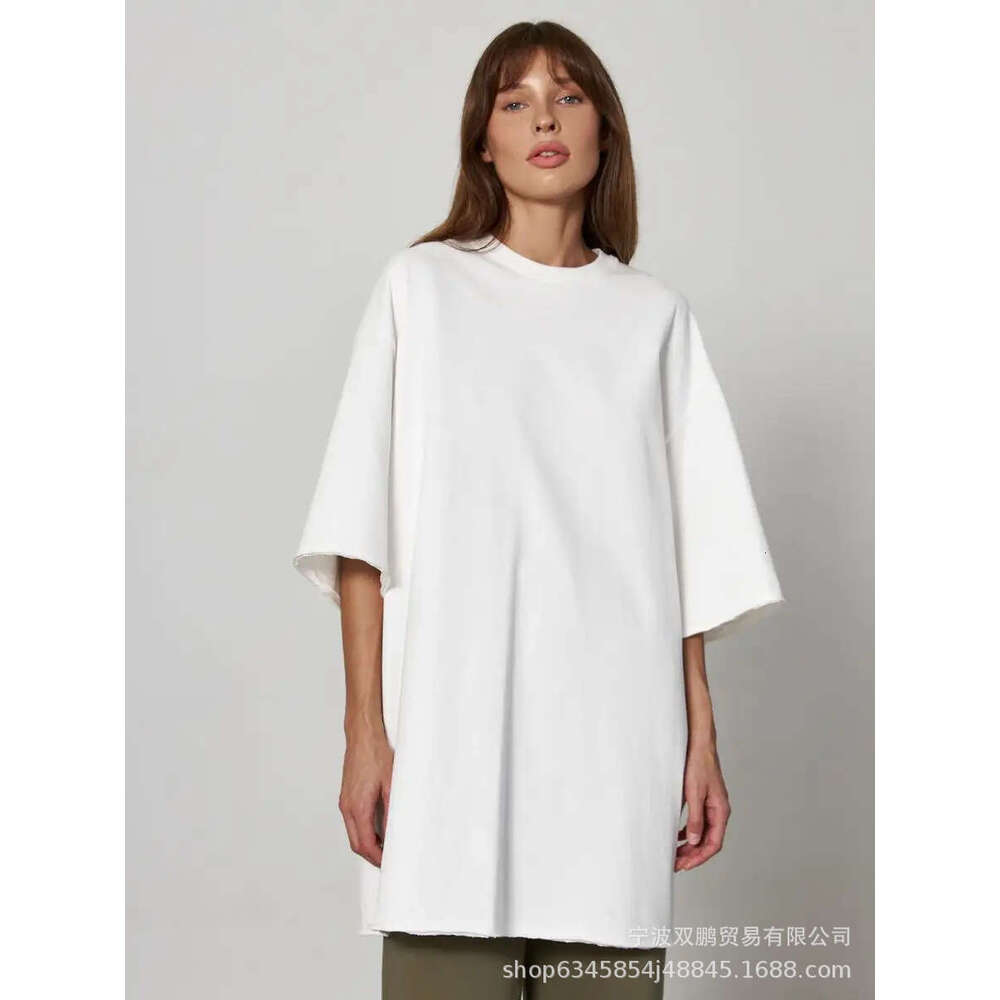 Spring/Summer New 260G Pure Cotton T-Shirt Solid Color Short Sleeve Women Loose Fit Oversized240003 B5