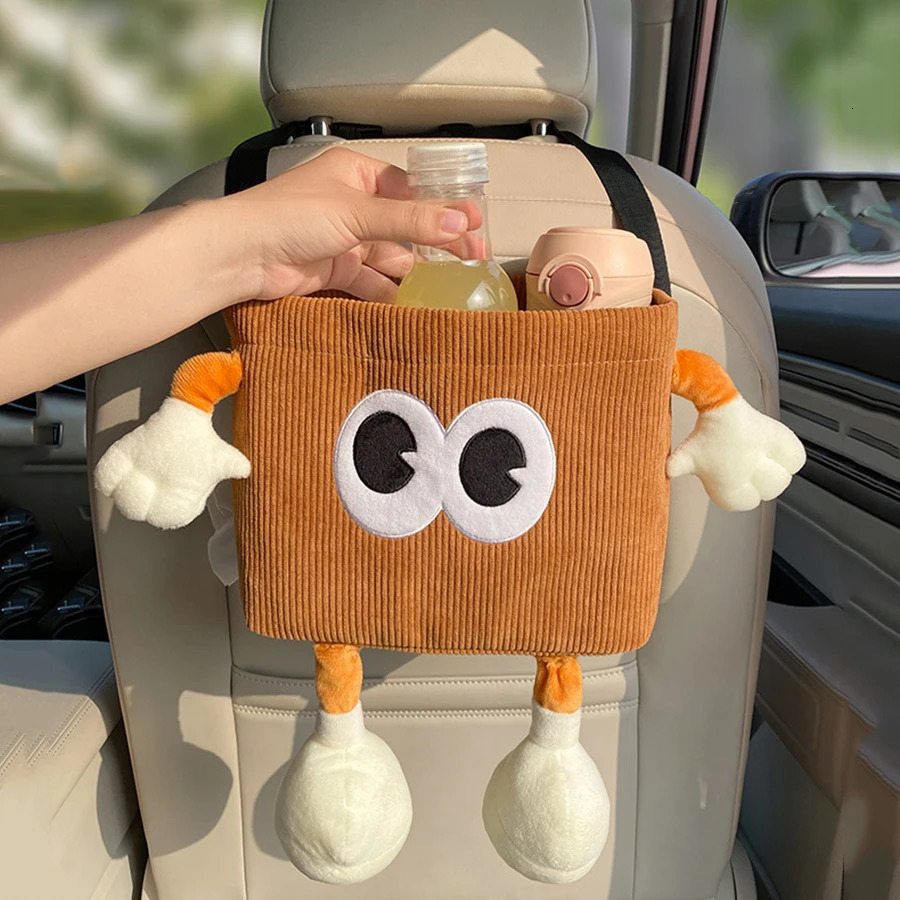 Car Trash Can Tissue Box Cartoon 2-in-1 Car Umbrella Storage Bin Auto Seat Back Hanging Storage Bag Backseat Cup Holder 250715