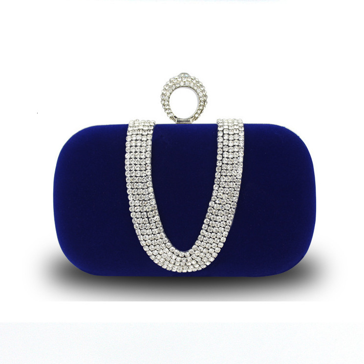 Free Shipping Designer Luxury Women's Evening Bag U-shaped Diamond-studded Handmade Banquet Clutch Makeup Dress Bridal Bag Fashion Handbag