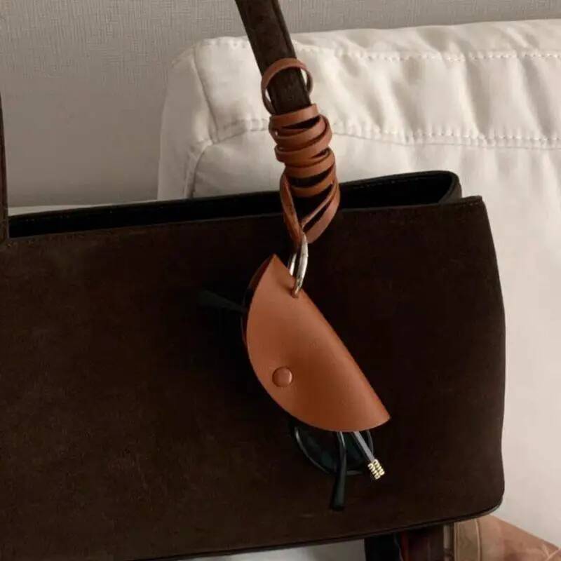 PU Key Case Box Hanging Neck Eyeglasses Pouch Headphone Storage For Outdoor Hunting Biking Small Leather Bag