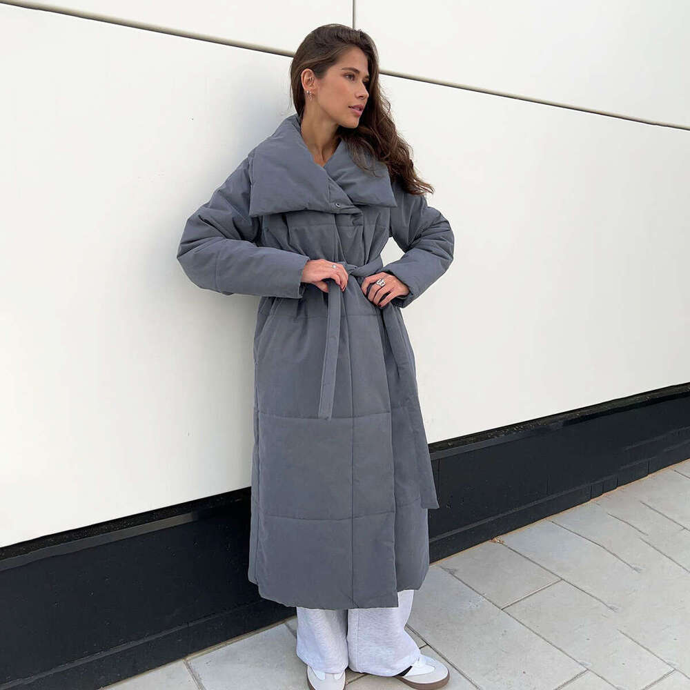 Jacket Winter New Loose Casual Warm Long Stand Collar Cotton Coat B5