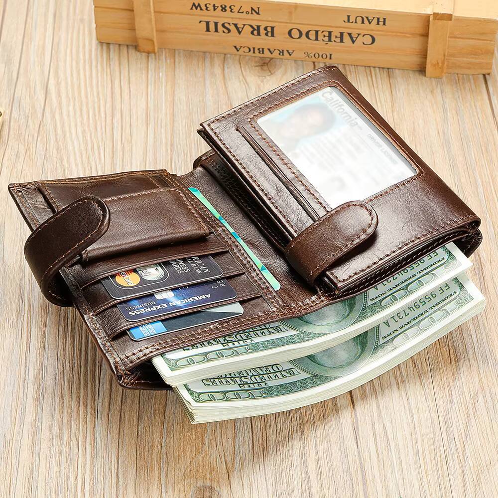 WESTAL Leather Mens Trend Multi-Functional First Layer Cowhide Premium Passport Wallet ddmynov