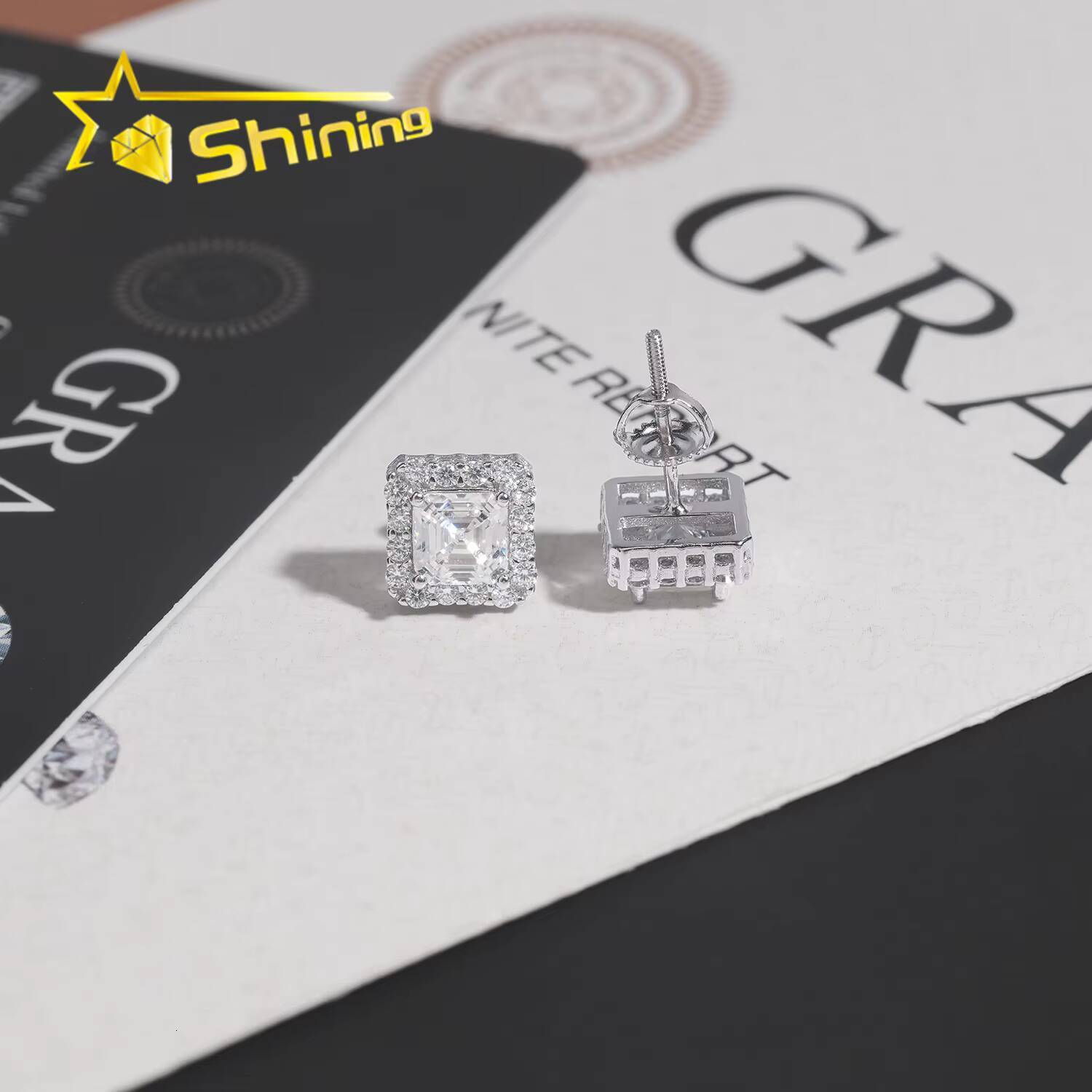 New Style GRA Certified Pass Diamond Tester VVS Diamond Earrings Silver 925 Hip Hop Moissanite Stud Earrings