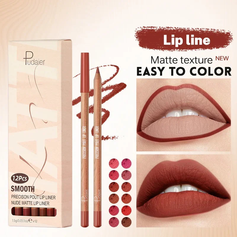 12pcs Velvet Matte Lip Liner Set Long-Lasting Versatile Shades Lip Makeup Berry Brown Pink Black- Precision Lip Pencil Kit 250716