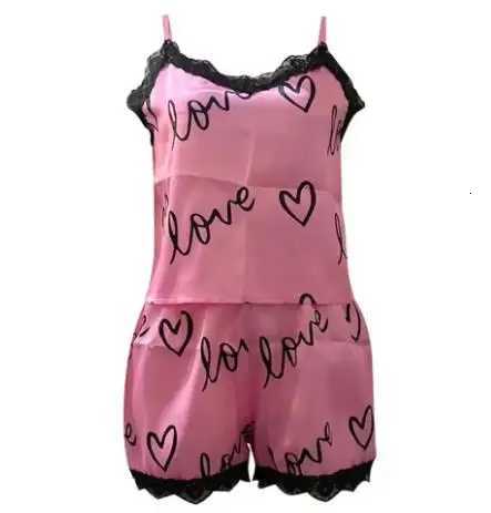 2 Pieces Set WomenS Pajama Shorts Suit Homewear Print Underwear Sexy Pajamas Lingerie Camisoles Tanks Nighty Ladies Sleepwear W250717