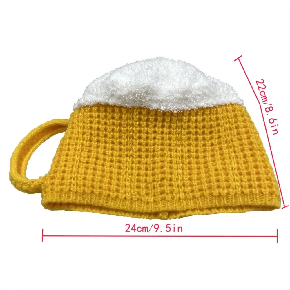 3D Beer Cup Hat Funny Creative Knitted Pullover Cap Autumn Winter Versatile Unisex Warm Hairline Cap Beer Lovers Year Presents 250717
