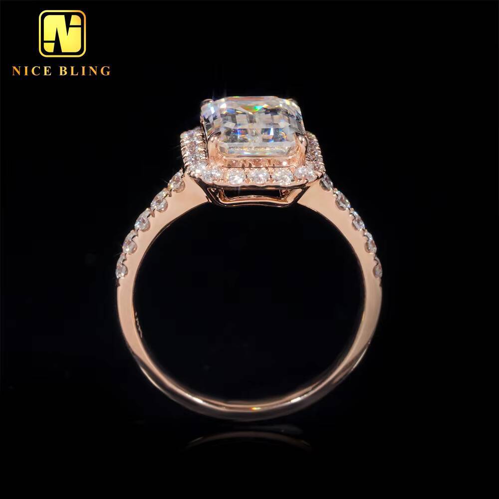 Custom Luxury Jewelry 14K Real Gold Iced Out VVS Moissanite Diamond Wedding Engagement Ring for Women