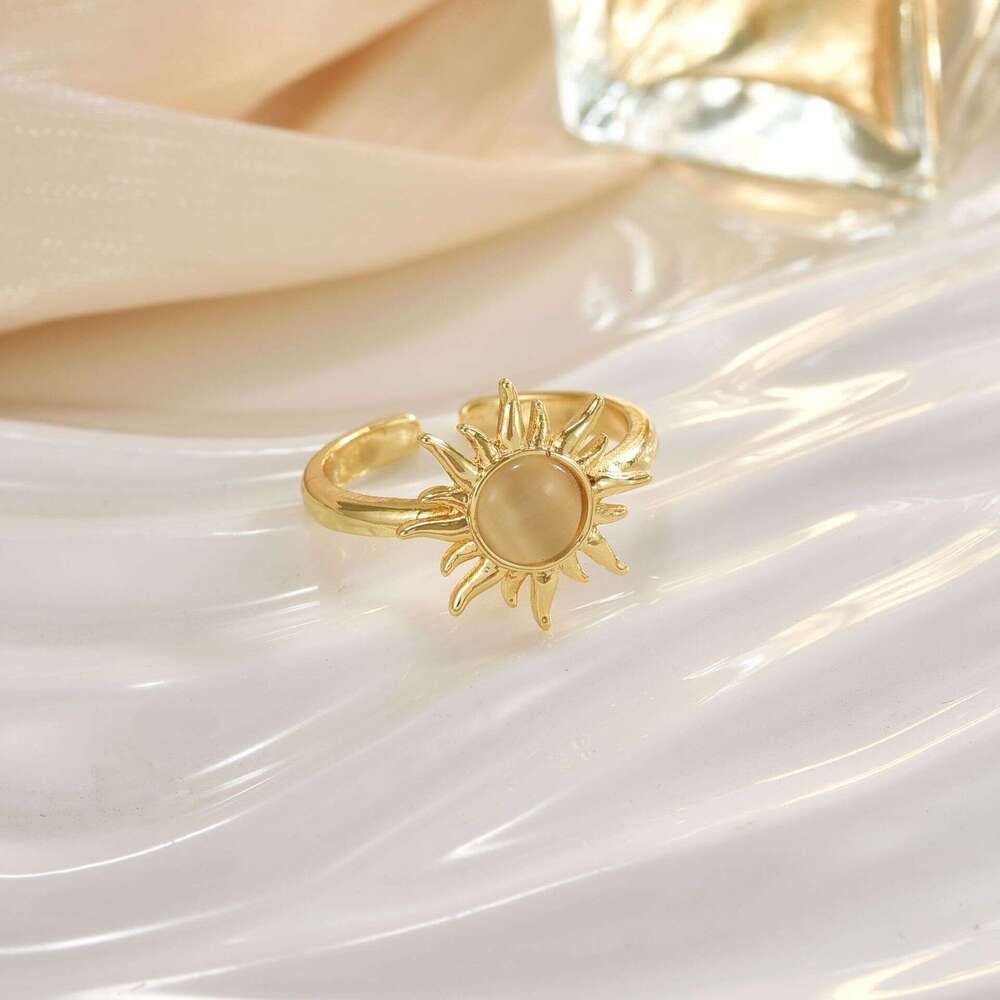 Amazon Shein Sun Heart Crown Geometric Design Light Luxury Fashion Ring Women's Jewelry E8e