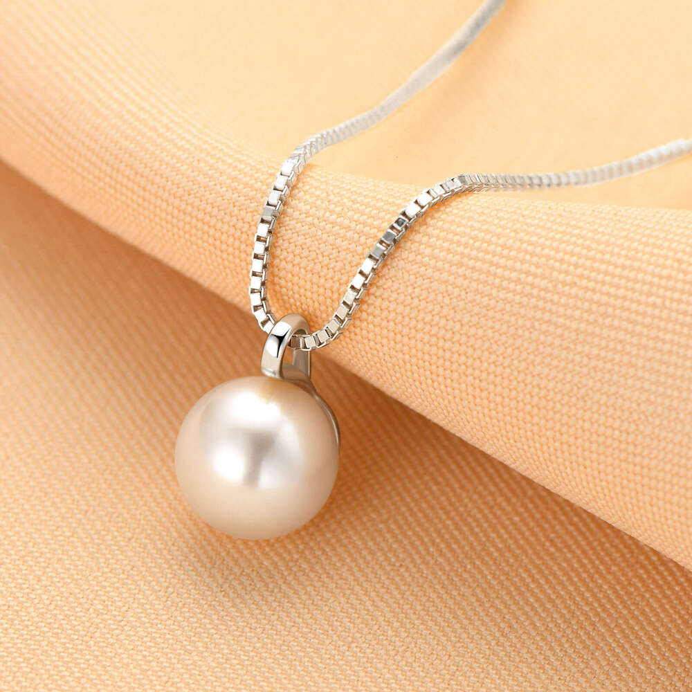 Perfect Round Natural Freshwater Pearl Necklace For Women, Pure Sier Simple Elegant Pendant, Tiktok Live Streaming B3c